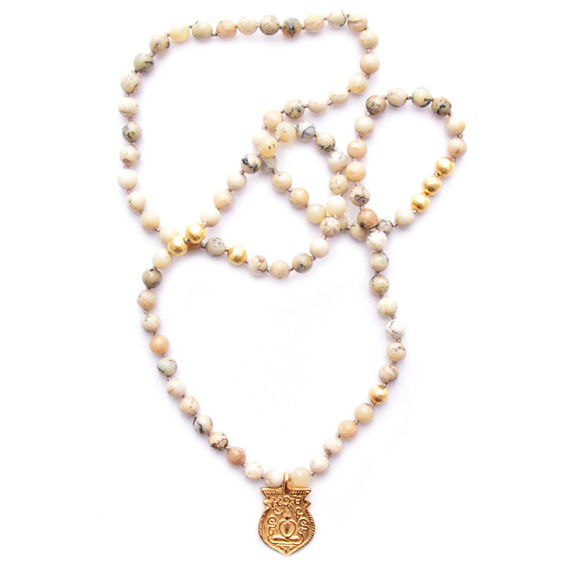 knotted african opal & buddha shield