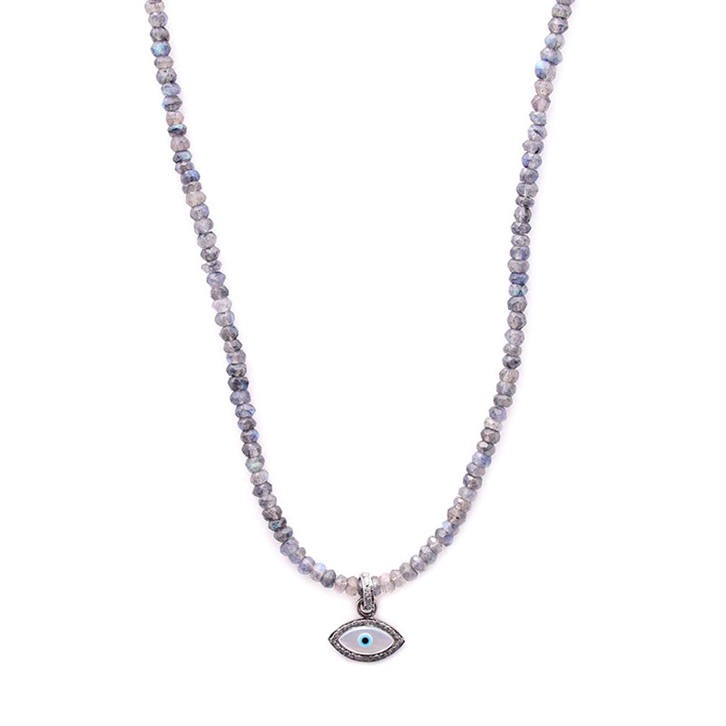 labradorite & diamond evil eye