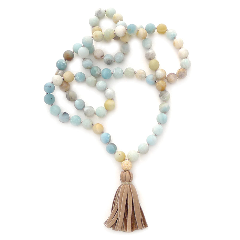 knotted matte amazonite & tassel