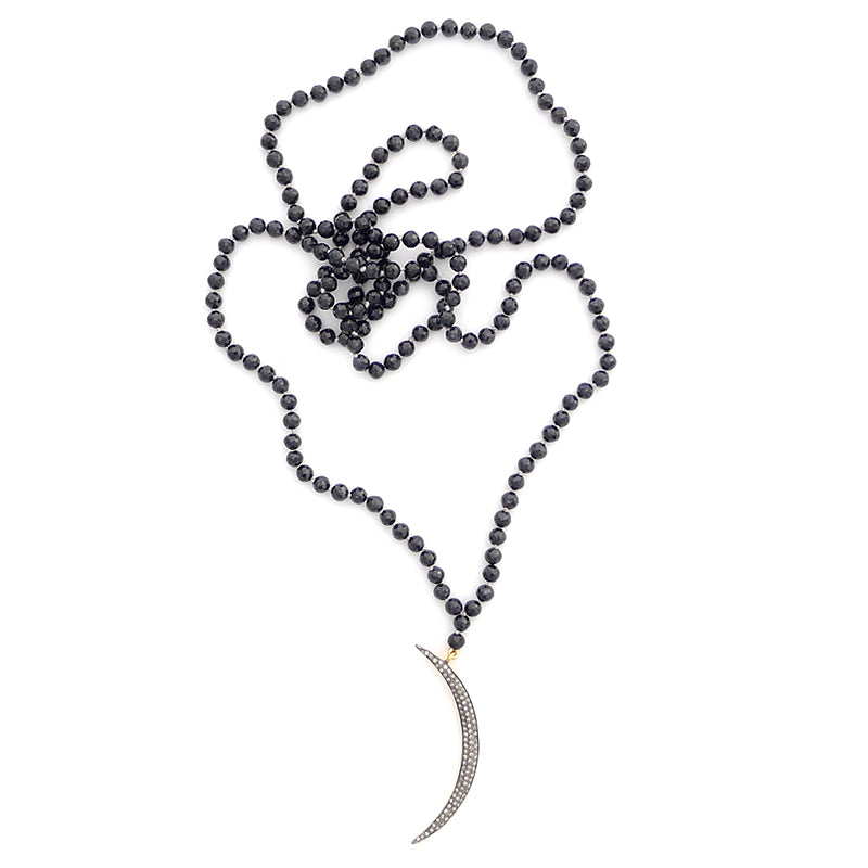 black spinel & diamond moon