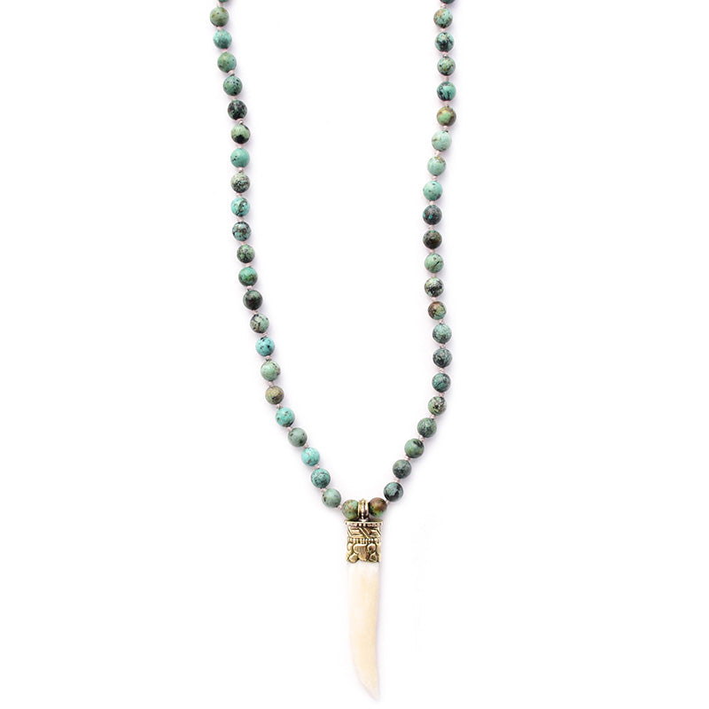 african turquoise & bone tusk
