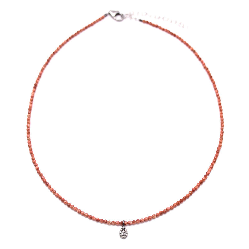 goldstone & diamond teardrop