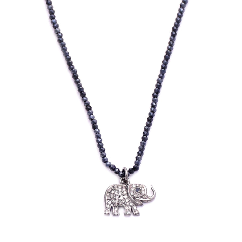 black spinel & mini diamond elephant