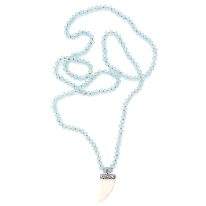 chalcedony & diamond bone horn