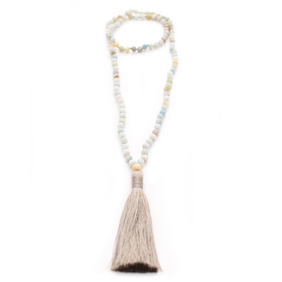 matte amazonite & silky tassel