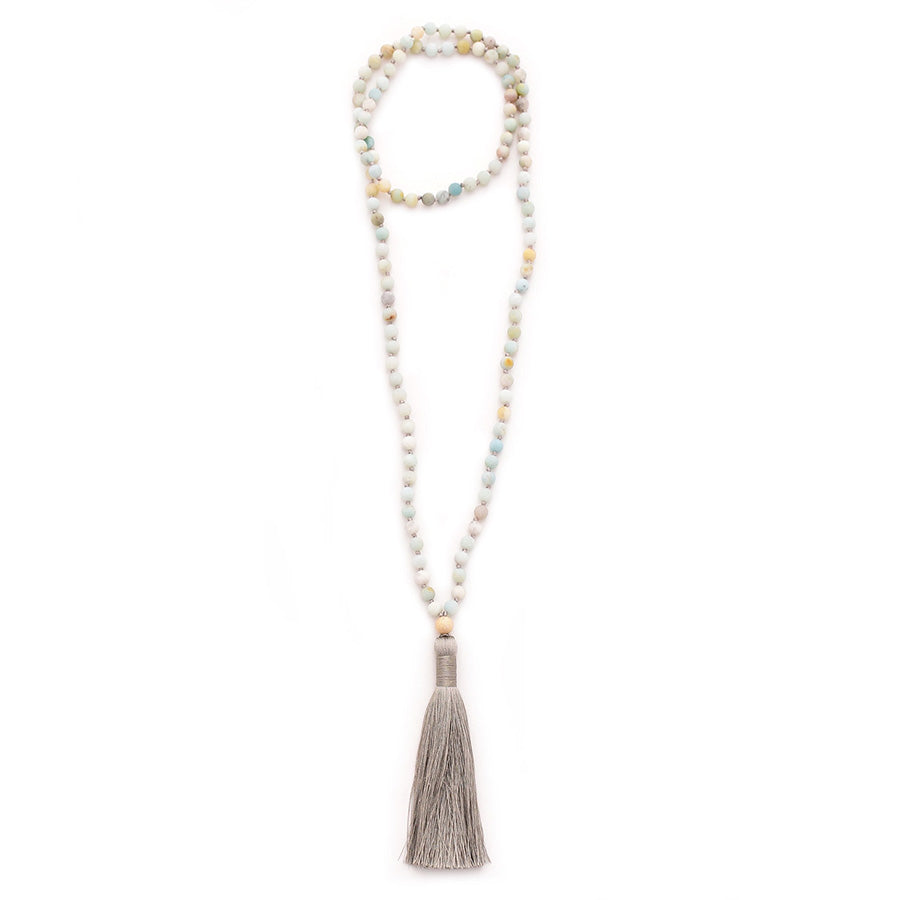 matte amazonite & silky tassel