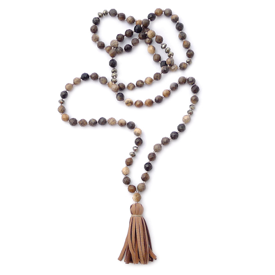 knotted sheepskin jasper & tassel