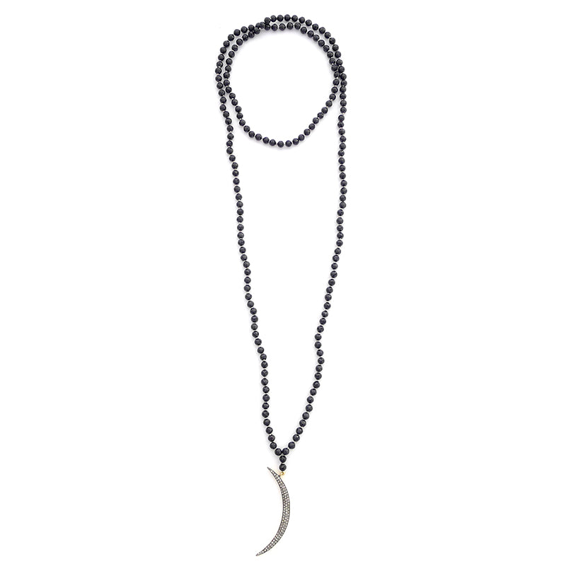 black spinel & diamond moon