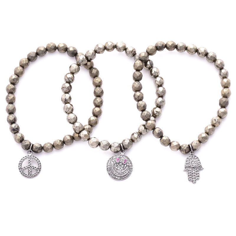 pyrite diamond charm bracelets