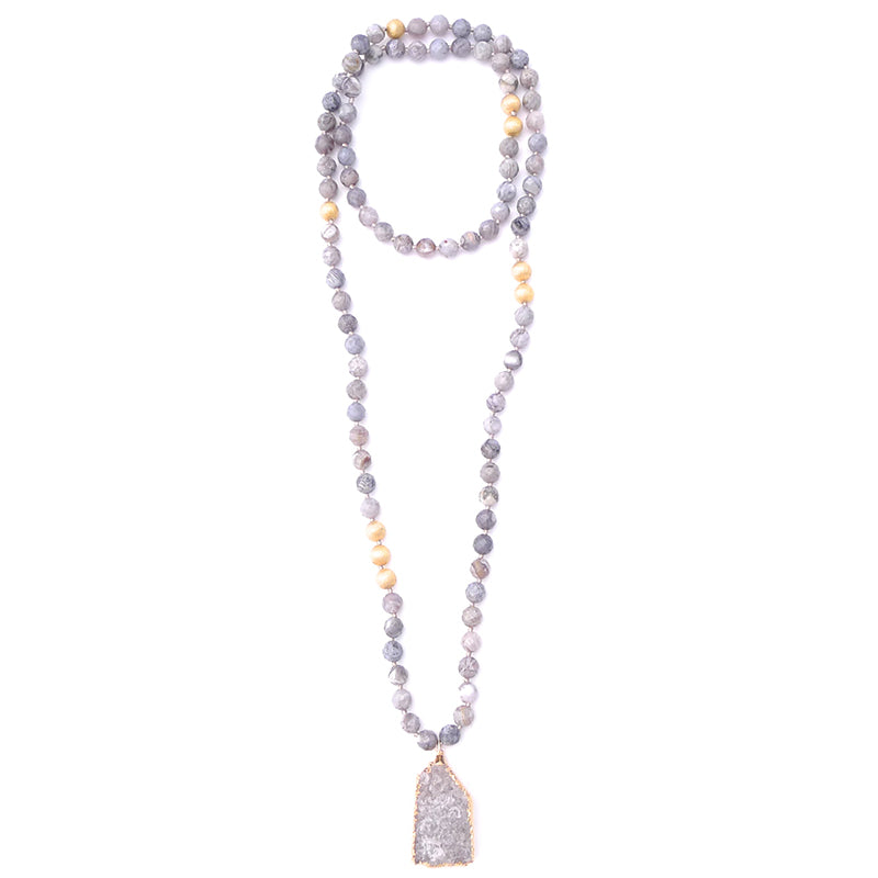 knotted bamboo agate & druzy