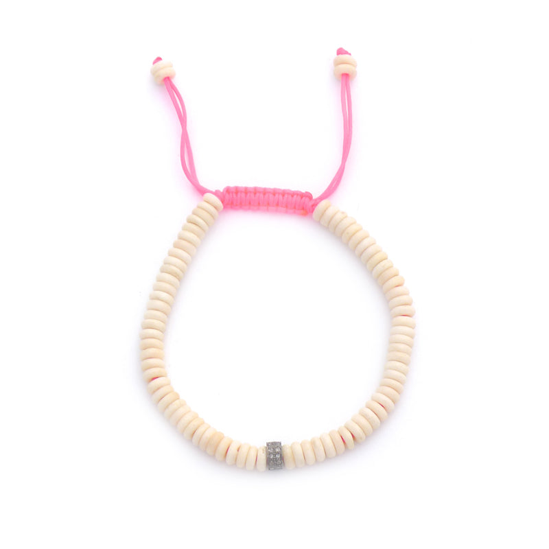 bone & diamond rondelle adjustable bracelet
