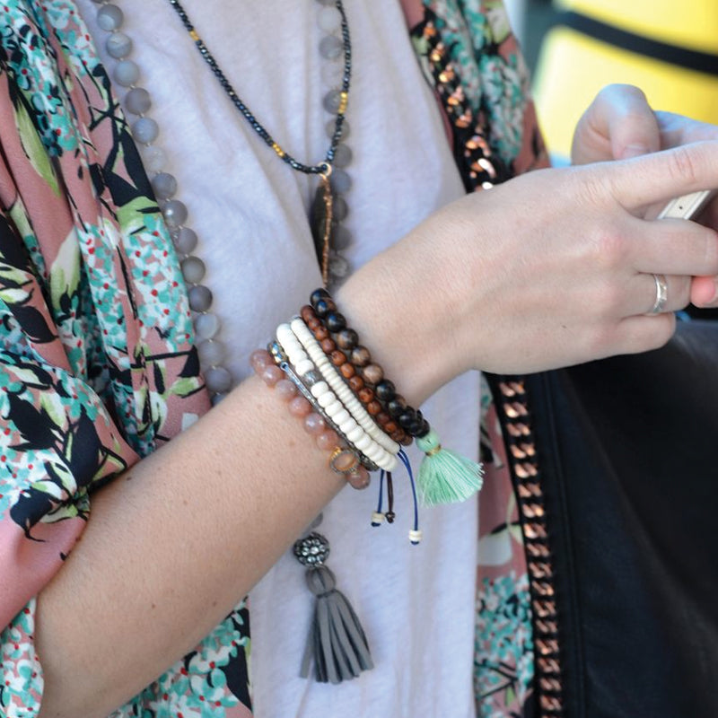 knotted matte agate & tassel