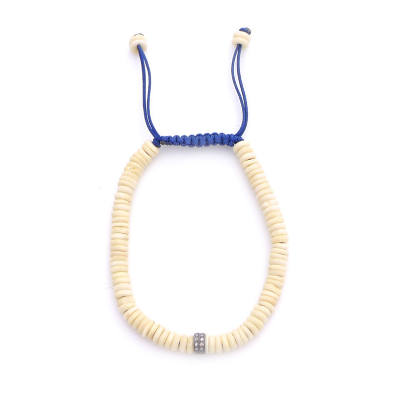 bone & diamond rondelle adjustable bracelet