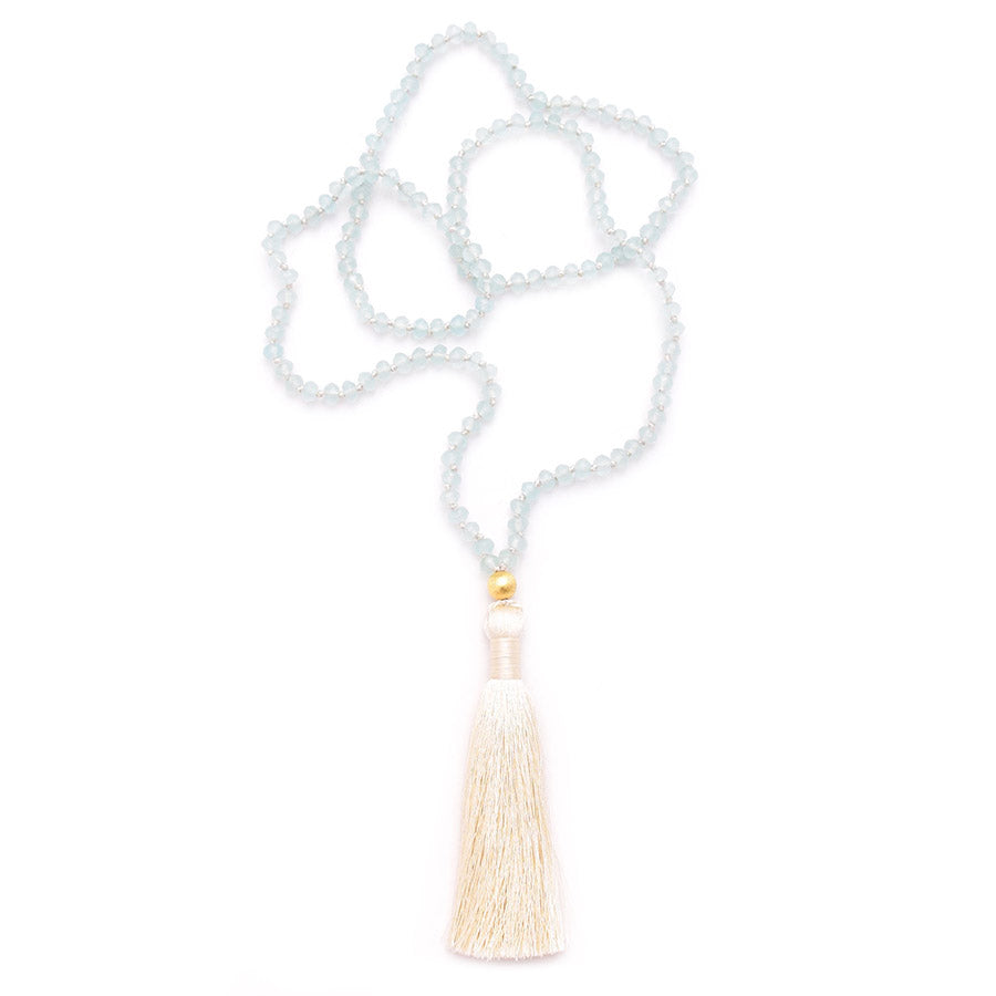 aqua chalcedony & silky tassel