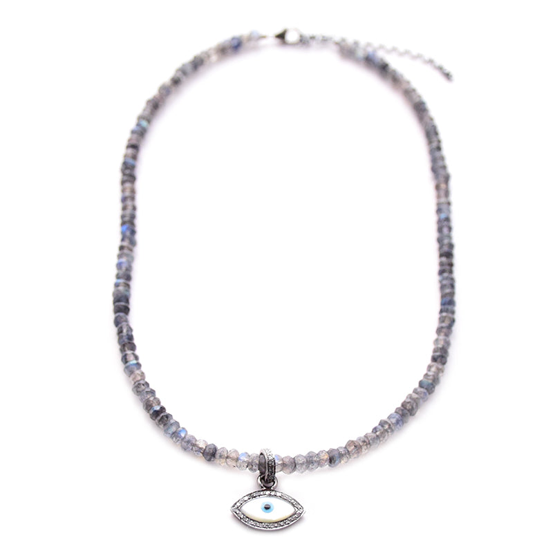 labradorite & diamond evil eye