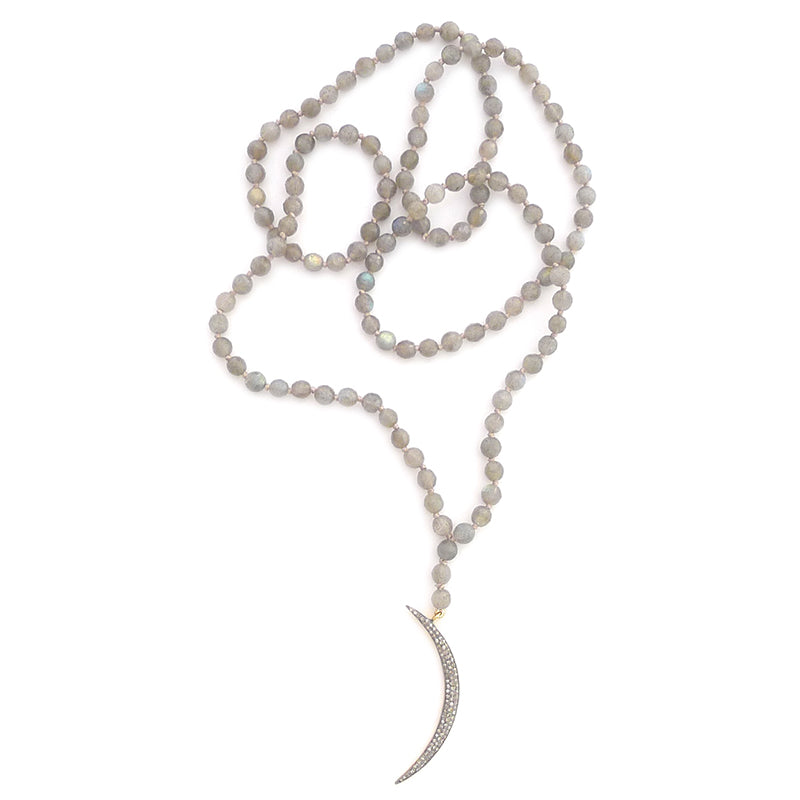 knotted labradorite & diamond moon
