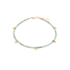 amazonite & gold flowers anklet