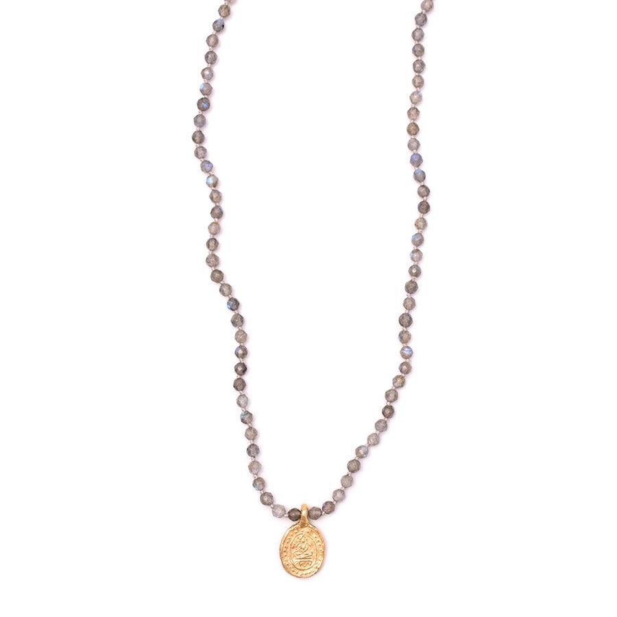 labradorite & vermeil buddha charm
