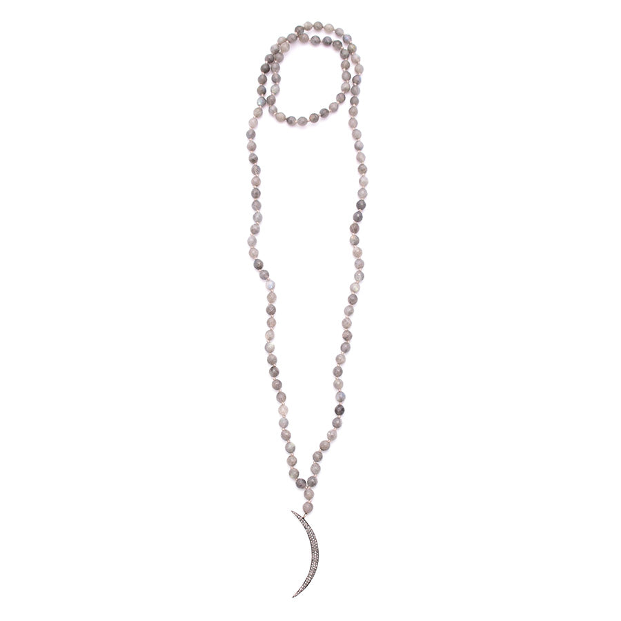 Labradorite & Pave Diamond Moon