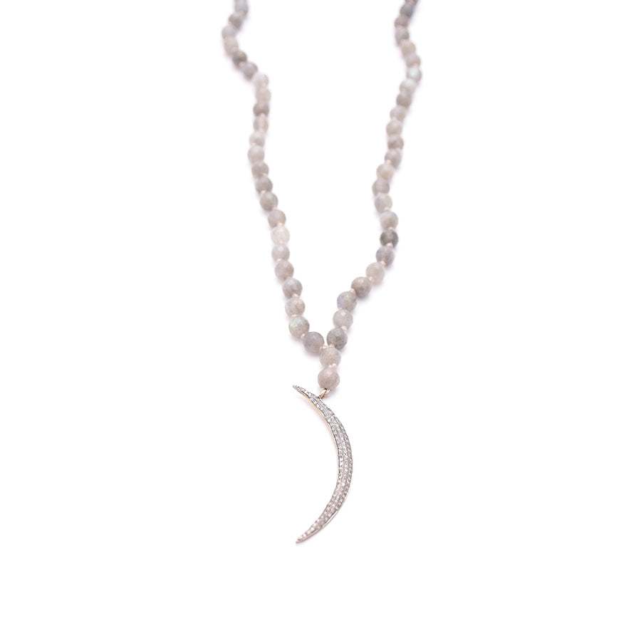 Labradorite & Pave Diamond Moon