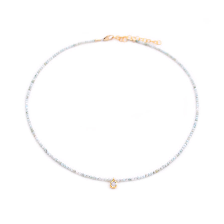 larimar & bezel moonstone drop