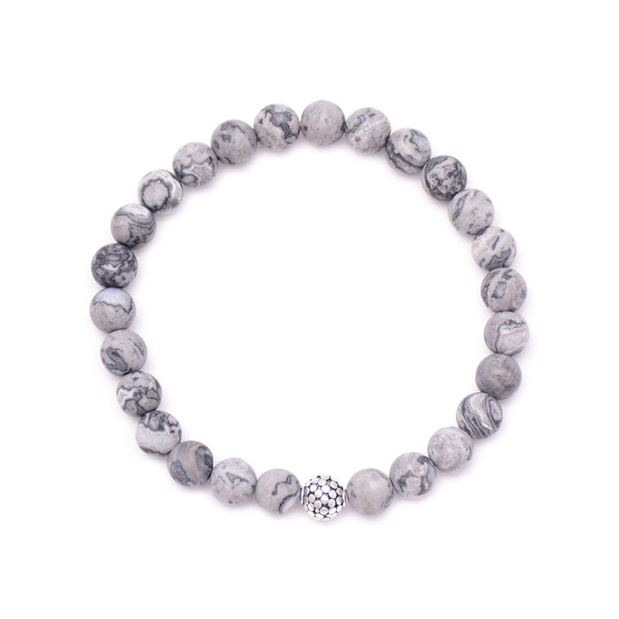 men's circles bead & gray picture jasper
