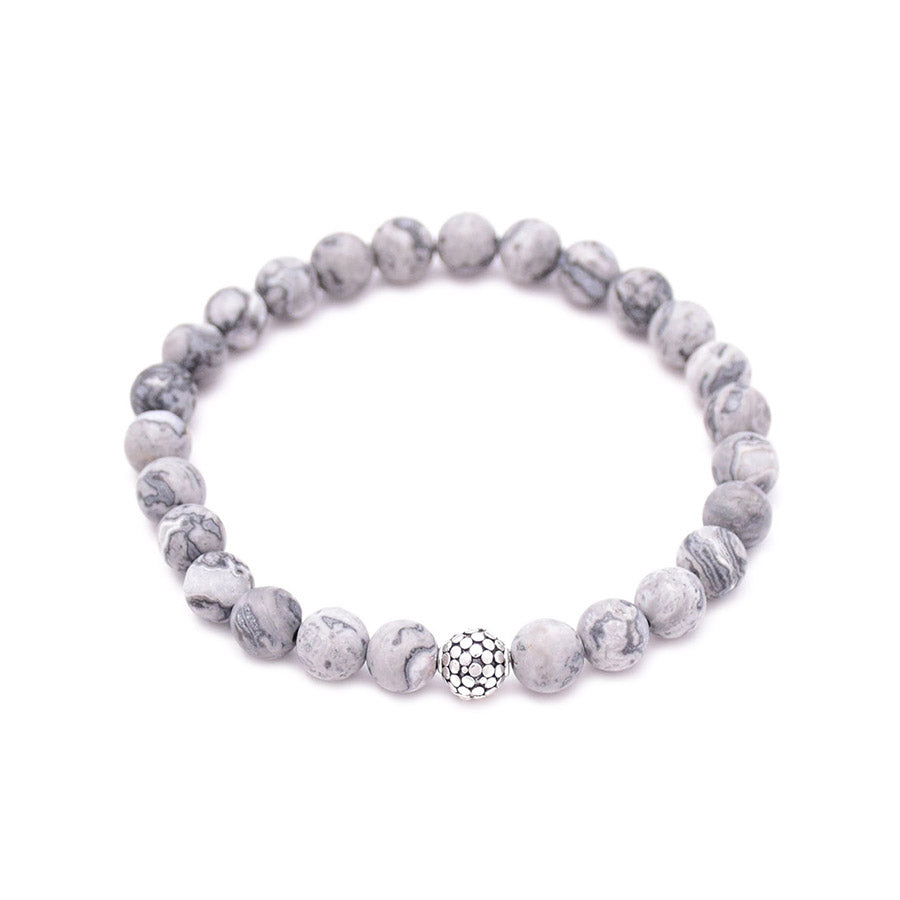 men's circles bead & gray picture jasper