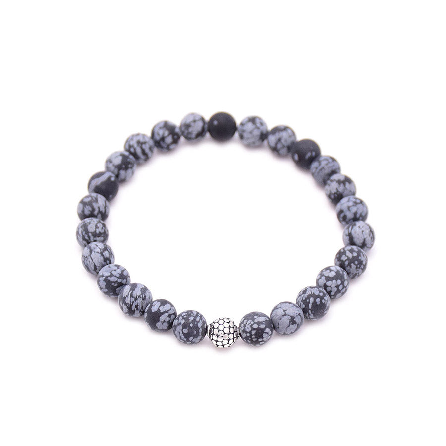 men's circles bead & snowflake obsidian