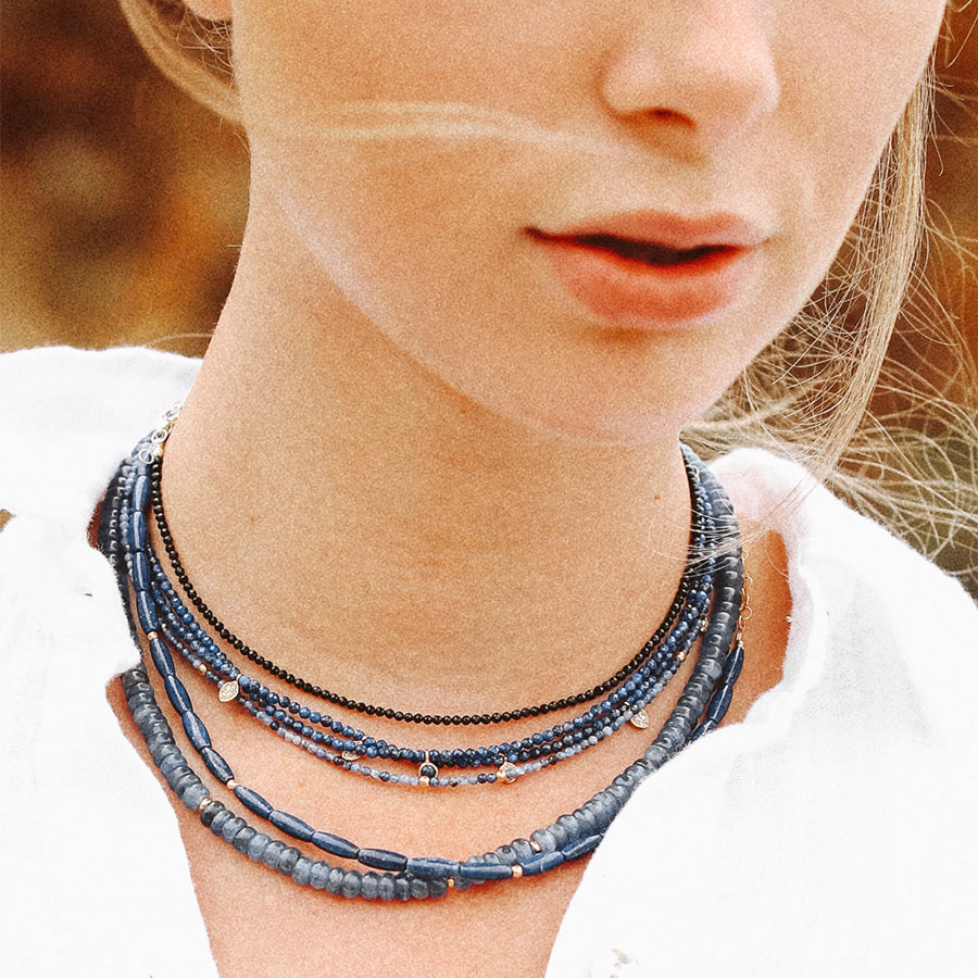 Lapis tube beads