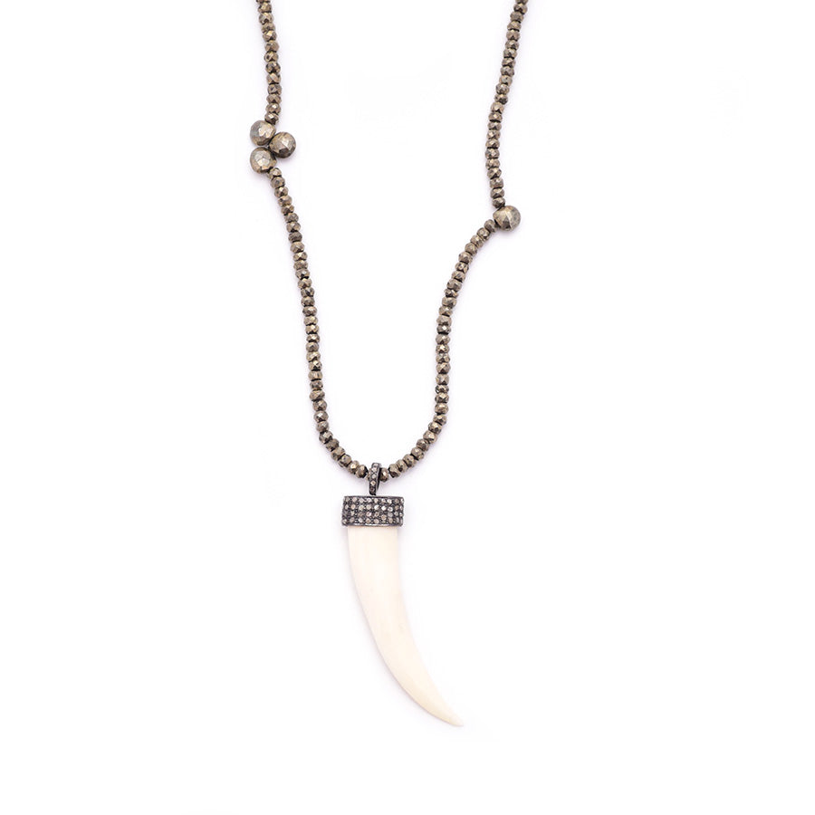 Pyrite & Diamond Horn Pendant