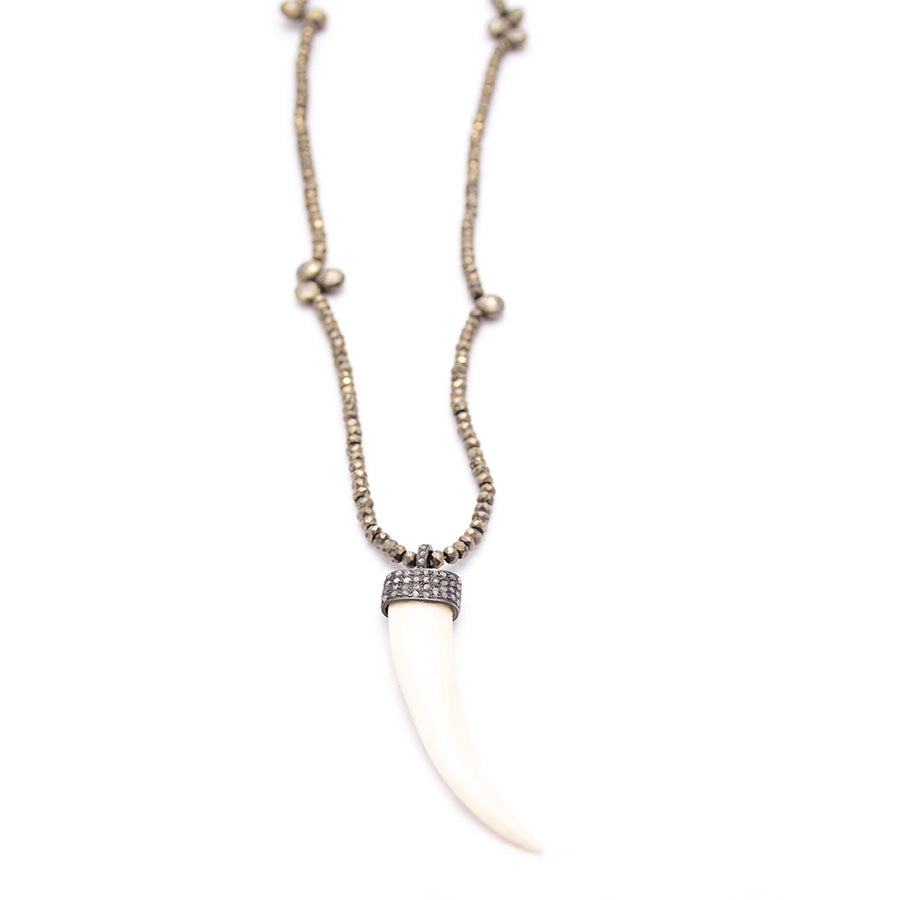 Pyrite & Diamond Horn Pendant