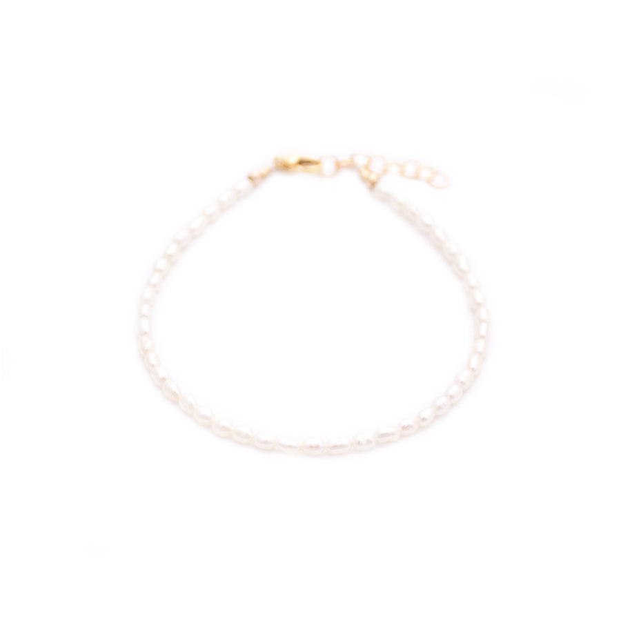 White Rice Pearls Layering Bracelet