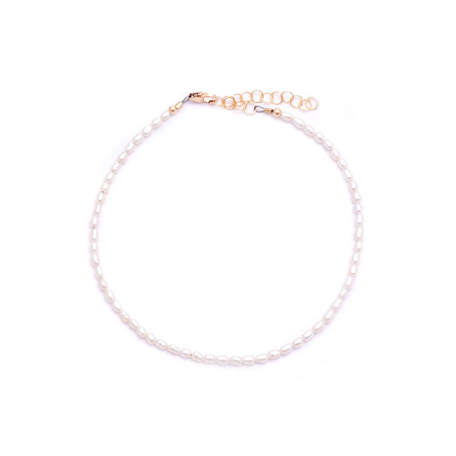 white rice pearls anklet