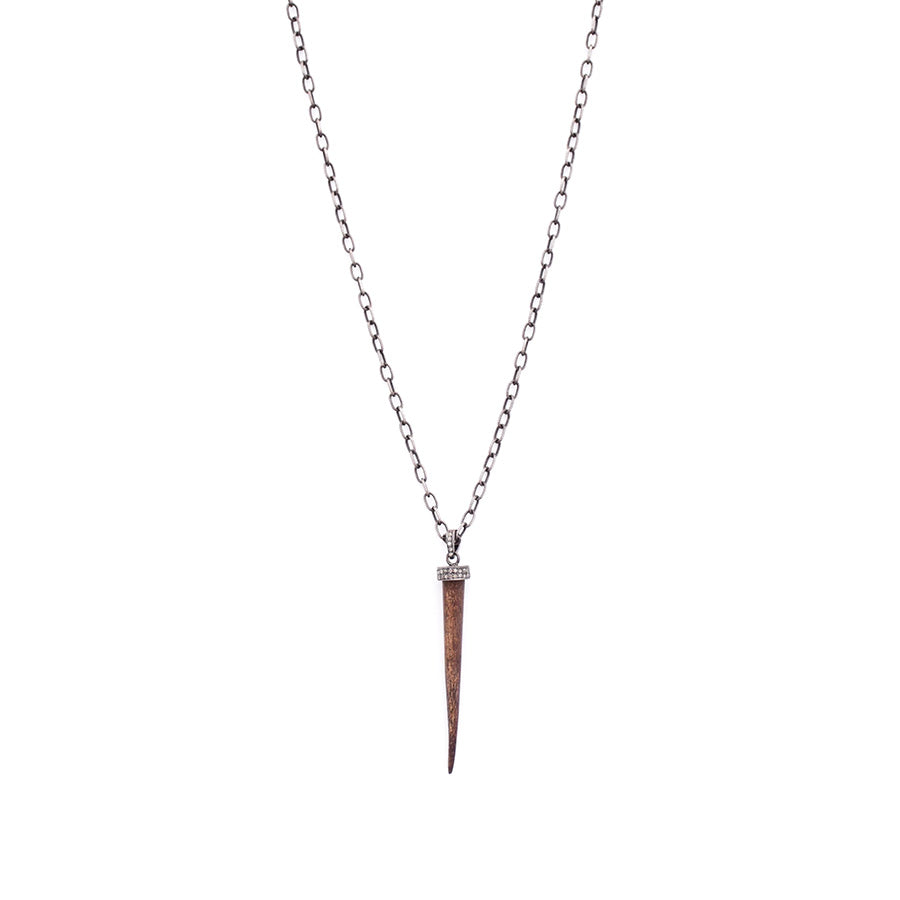 wood diamond spike pendant
