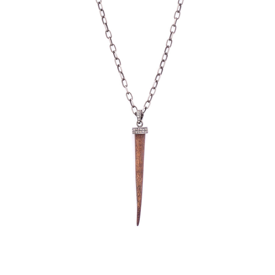 wood diamond spike pendant