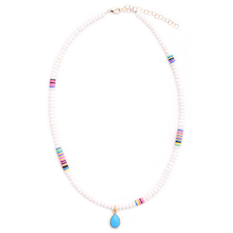 coral, african vinyl & turquoise teardrop