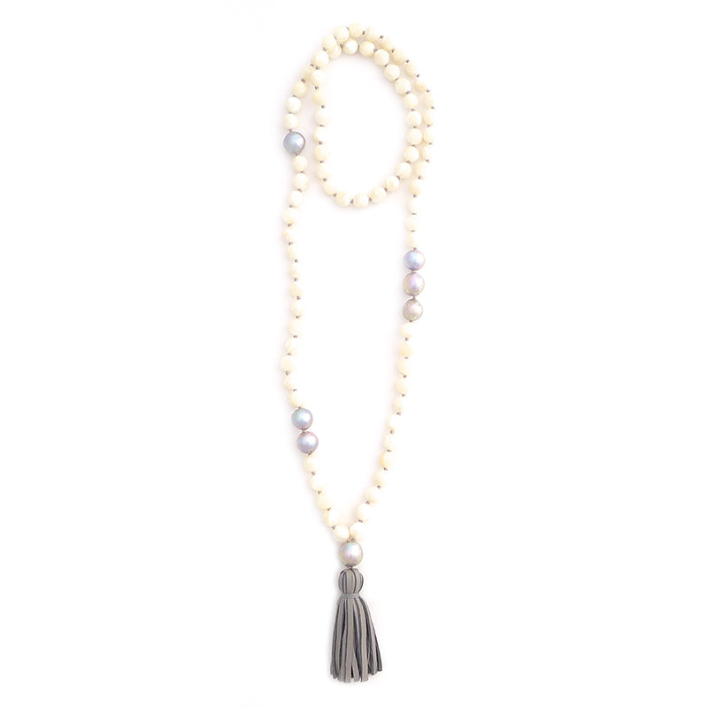knotted mother of pearl & tassel