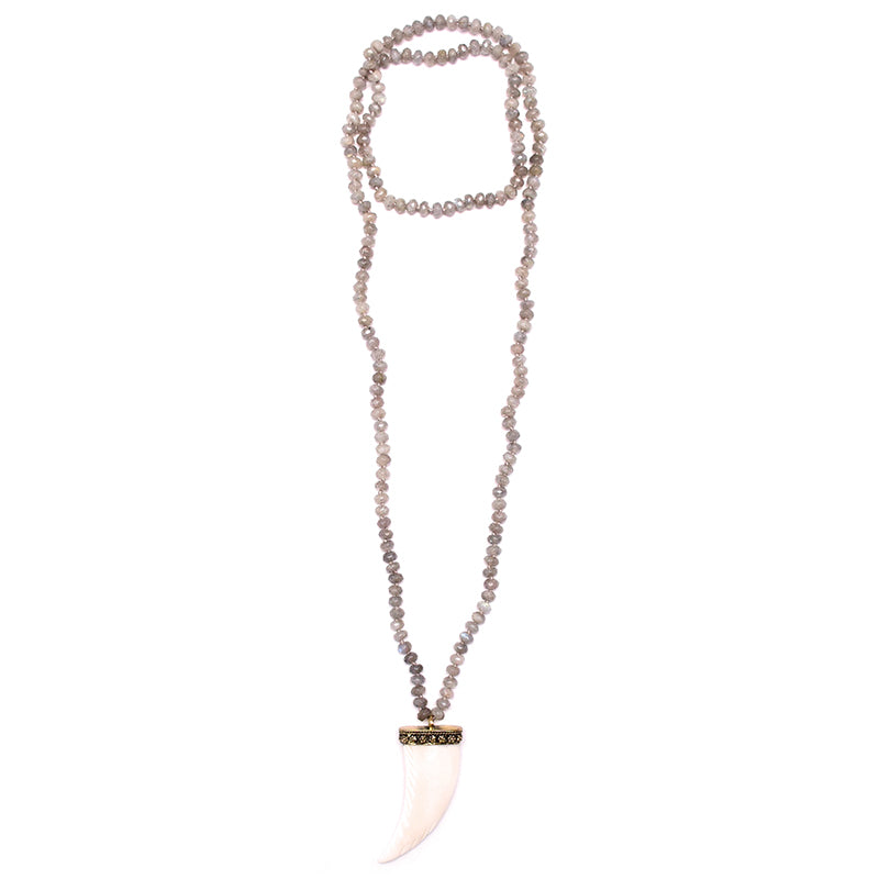 knotted labradorite & bone horn
