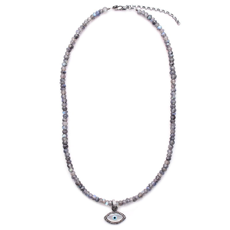 labradorite & diamond evil eye
