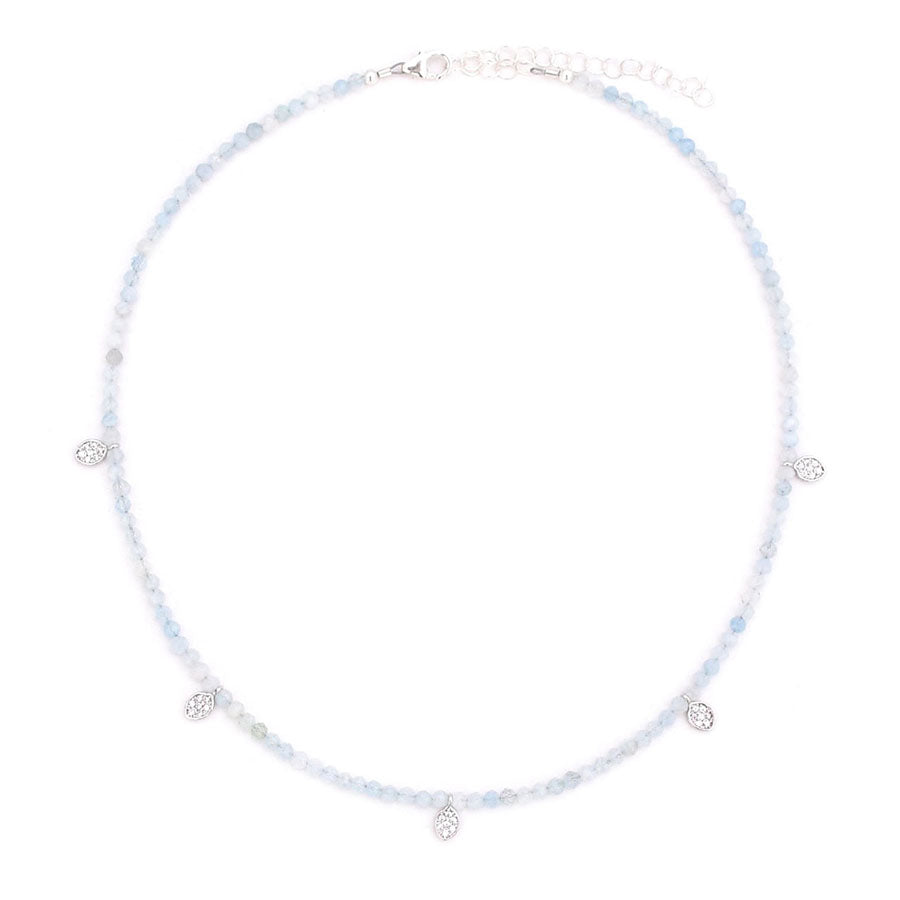 aquamarine & 5 silver pave oval drops