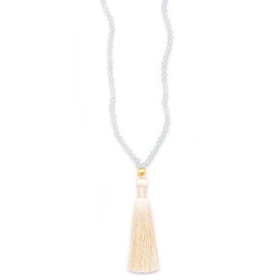 aqua chalcedony & silky tassel