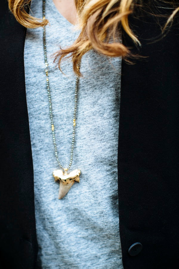 smoky topaz & shark tooth