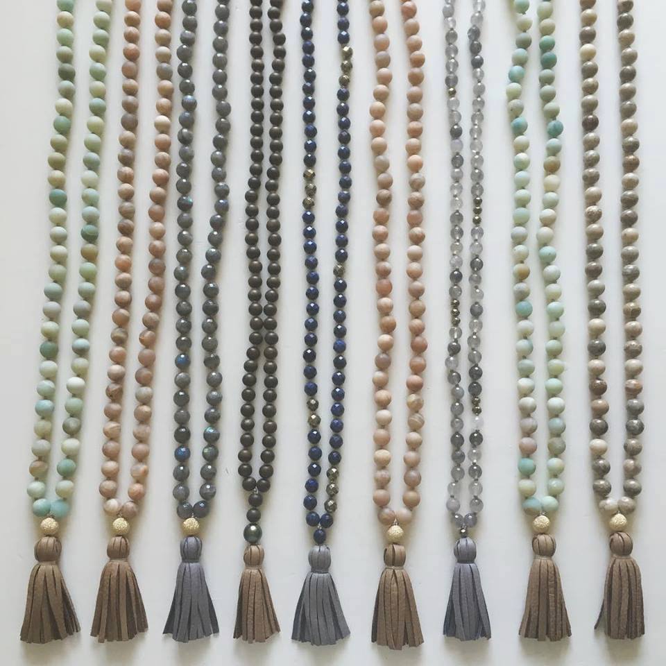 knotted matte amazonite & tassel
