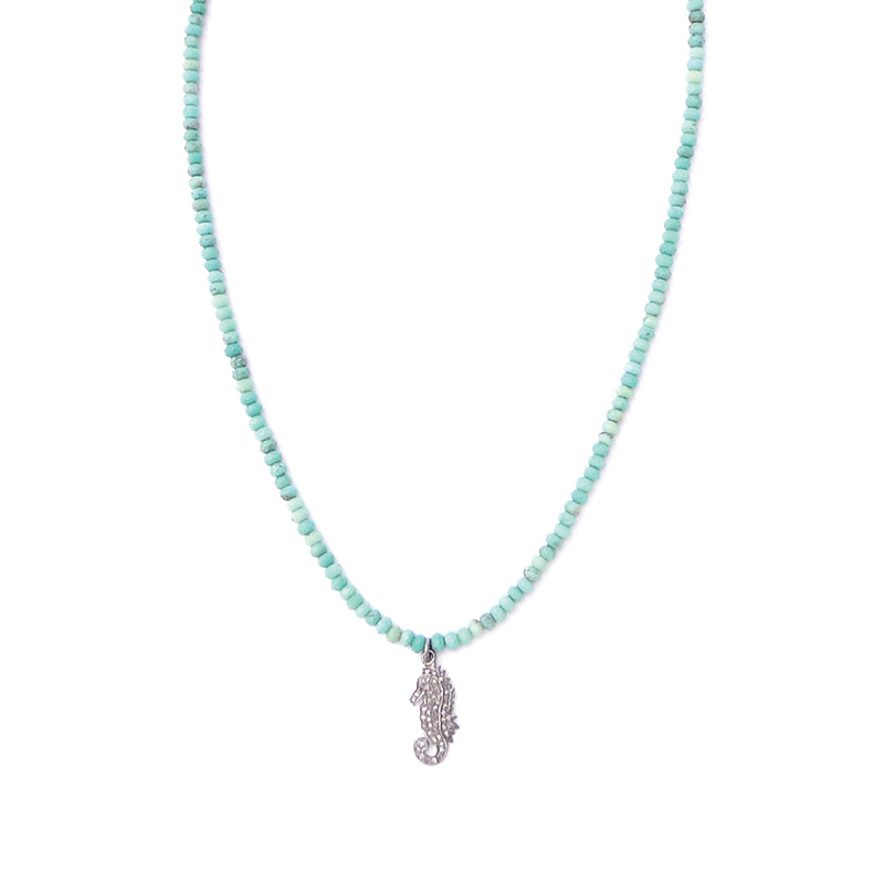 grass agate & diamond seahorse