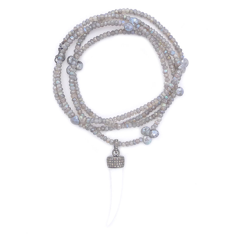 labradorite with diamond & agate tusk