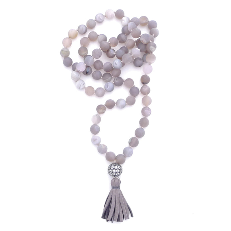knotted matte agate & tassel