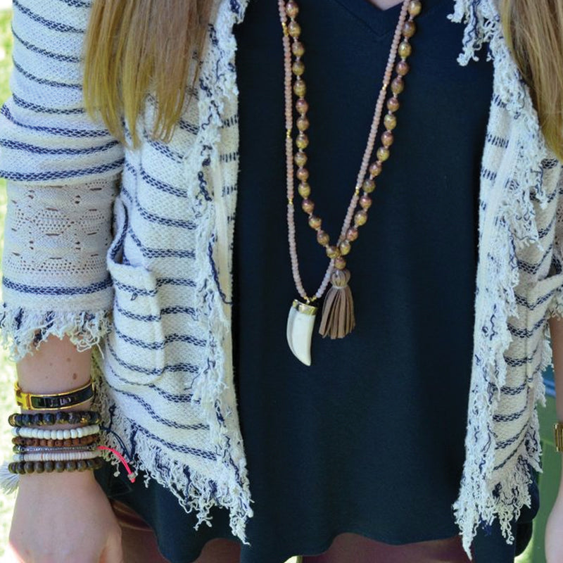 pink aventurine & bone horn