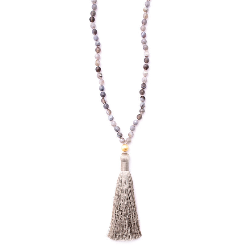 botswana agate & silky tassel