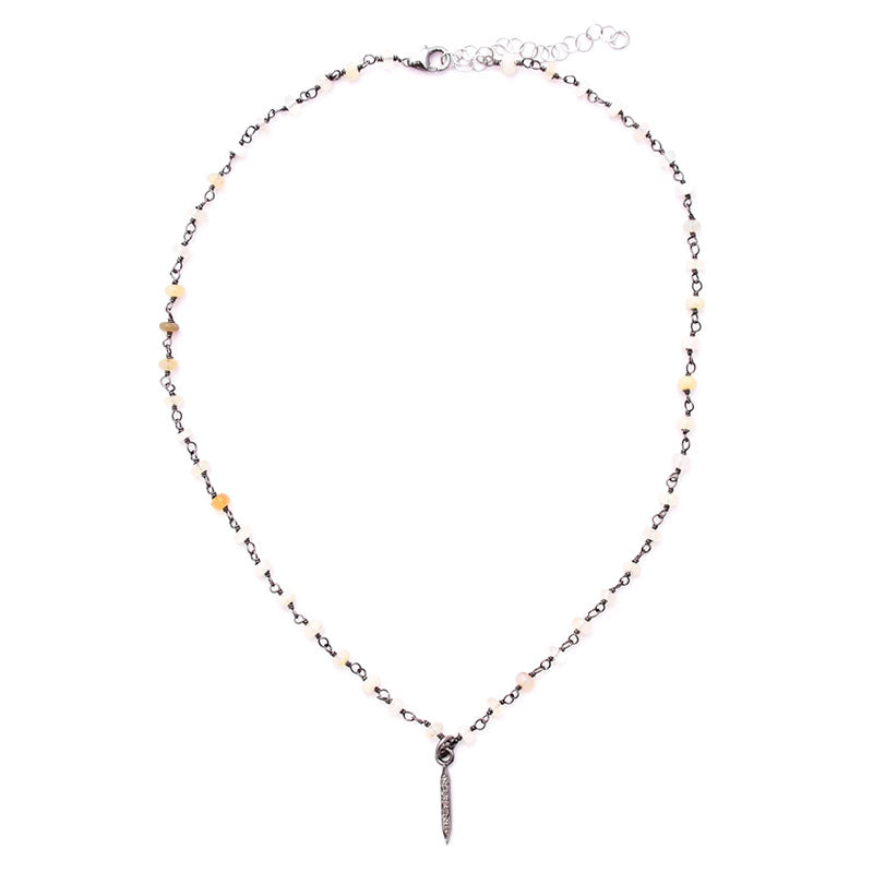 wire-wrap opal & diamond spike