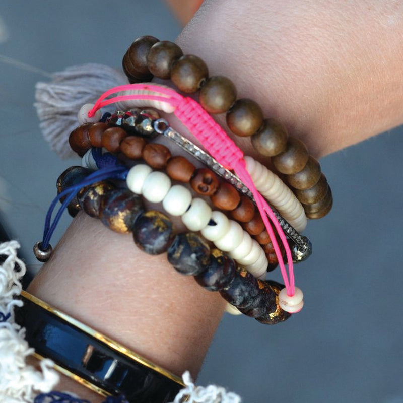 bone & diamond rondelle adjustable bracelet